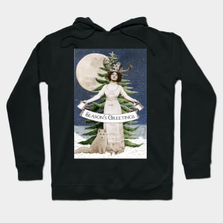 Forest Fir and Arctic Fox Seasons Greetings Hoodie